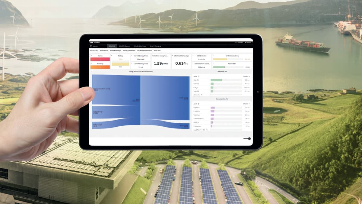 Screenshots des Software-Interface der ABB Energiemanagementlösung OPTIMAX.